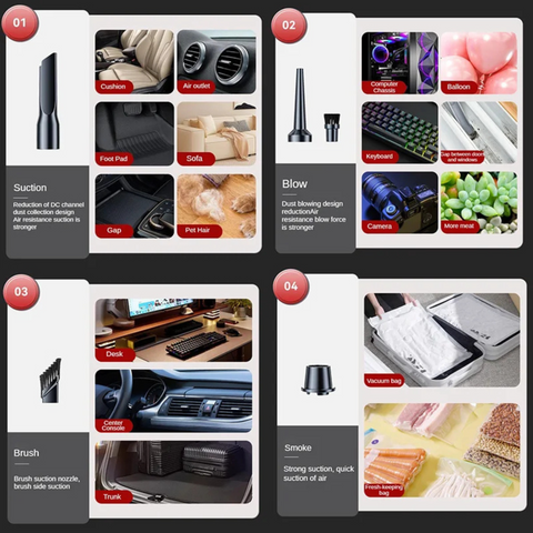 Handheld Vacuum Cleaner, 30000Pa, 25-30 Min Runtime, 12V/6000mA